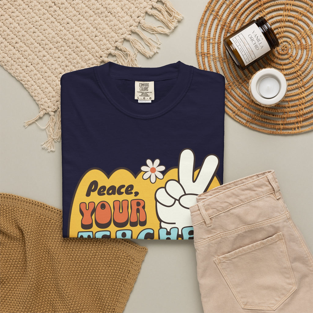 Peace, Your Teacher Is Here T-Shirt — Retro Peace Sign Teacher Appreciation Tee