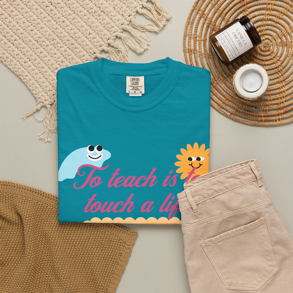 Teacher Appreciation T-Shirt — "To Teach Is to Touch a Life Forever" Cute Cartoon Design