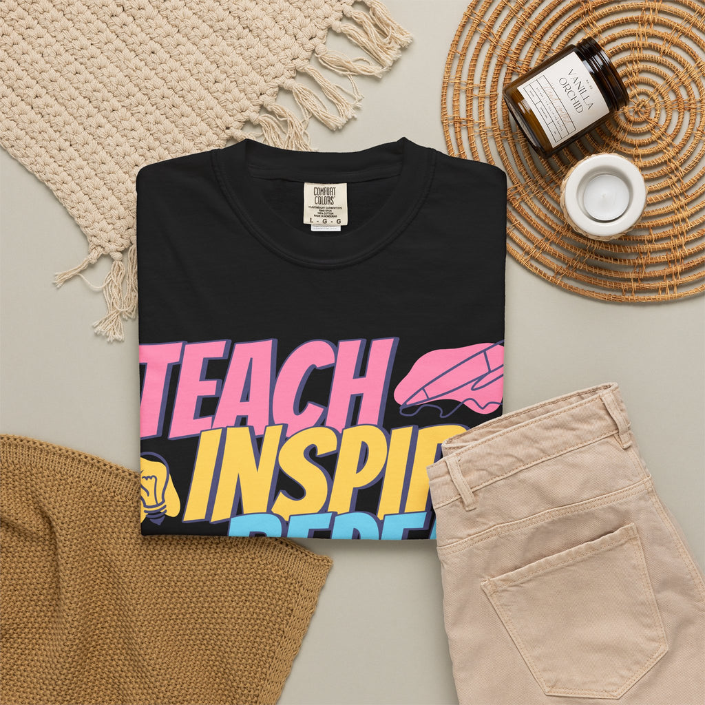 Teach Inspire Repeat T-Shirt — Colorful Teacher Appreciation Tee