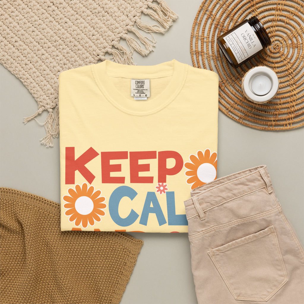 Keep Calm and Teach On T-Shirt — Retro Floral Teacher Tee
