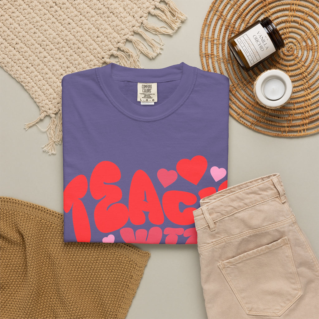 Teach With Heart T-Shirt — Retro Heart Teacher Tee