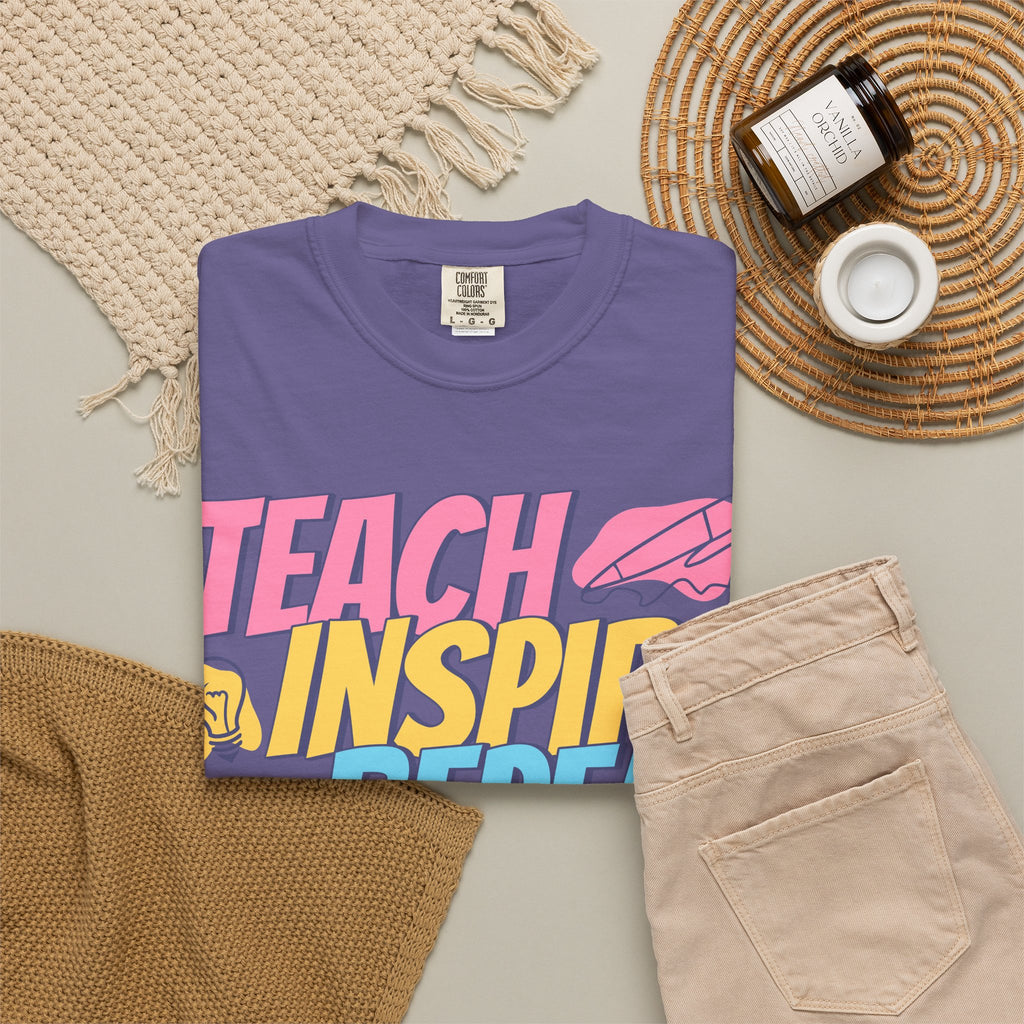 Teach Inspire Repeat T-Shirt — Colorful Teacher Appreciation Tee