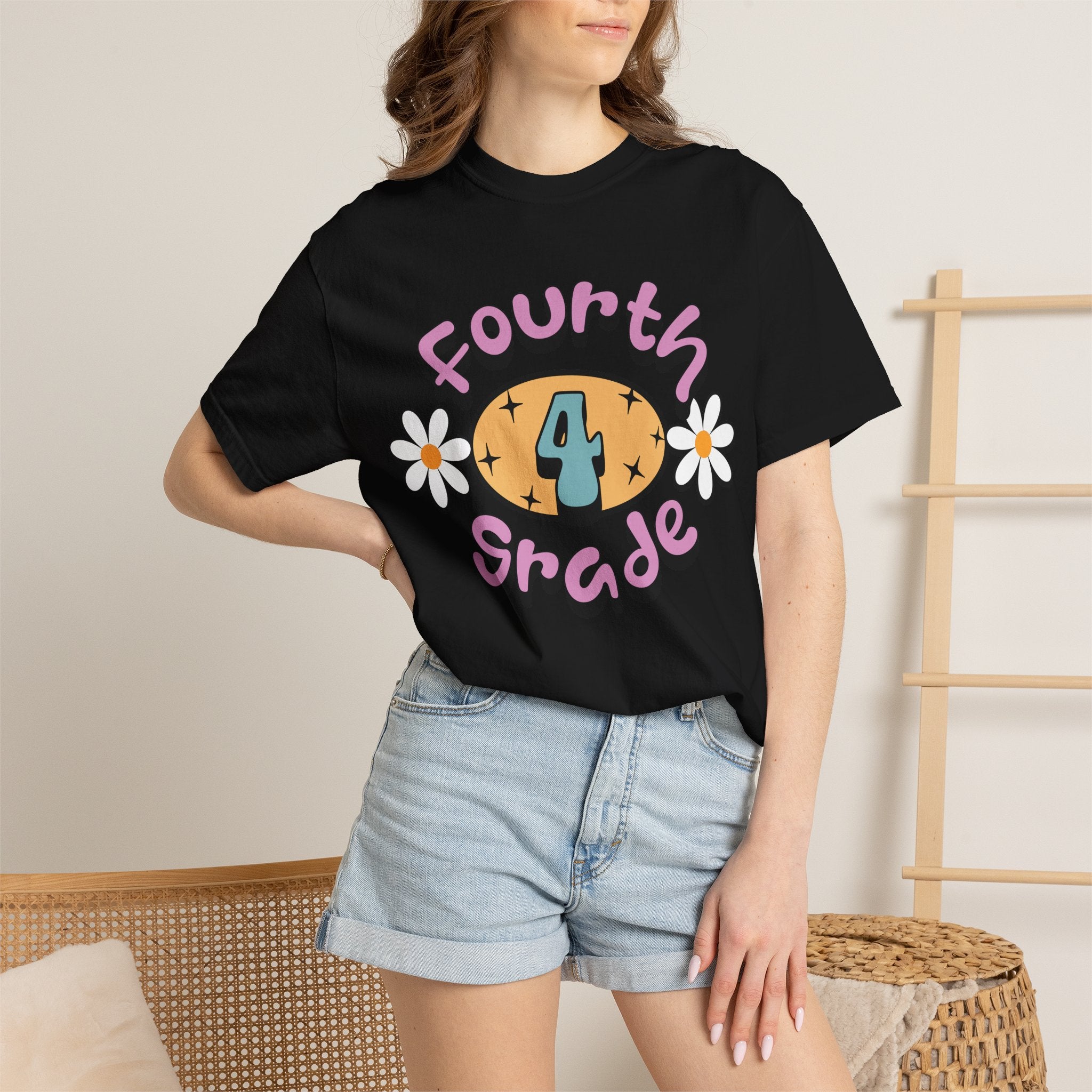Fourth Grade T-Shirt — Cute Retro Daisy Back-to-School Shirt