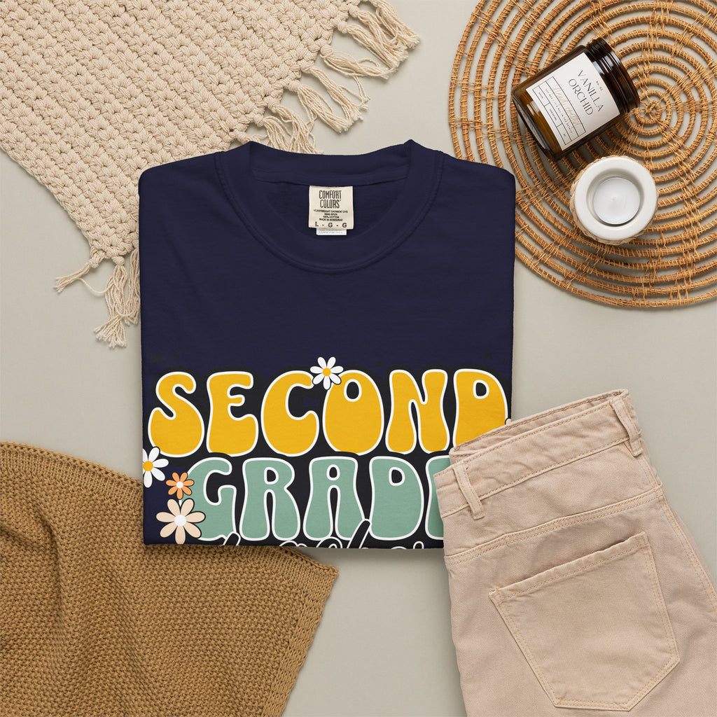 Second Grade Teacher T-Shirt — Retro Floral Classroom Tee
