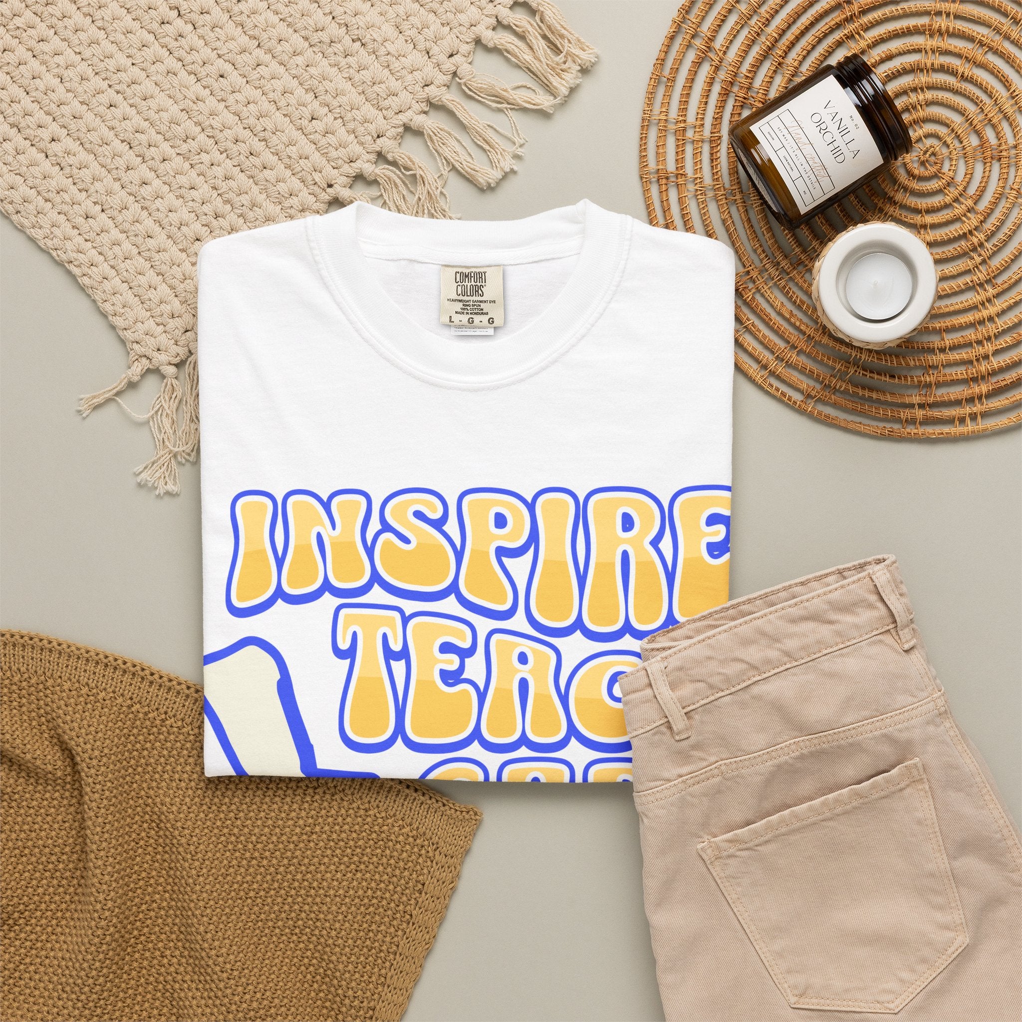 Inspire Teach Care Love T-Shirt — Retro Teacher Appreciation Tee