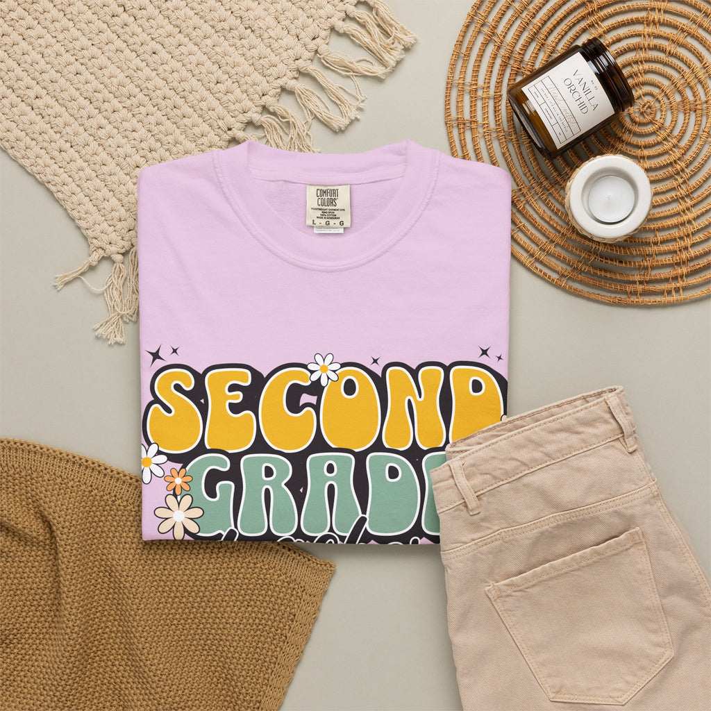 Second Grade Teacher T-Shirt — Retro Floral Classroom Tee