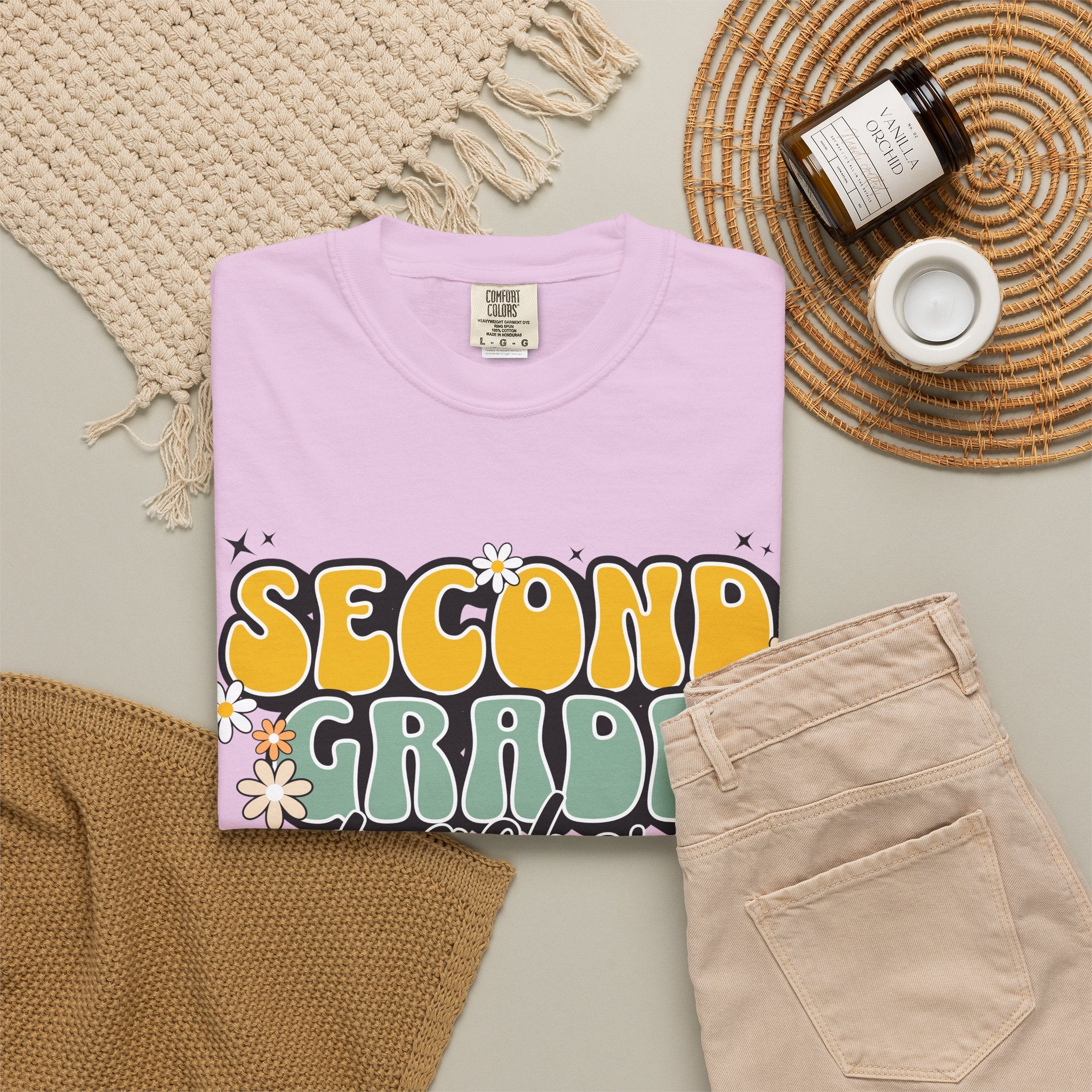 Second Grade Teacher T-Shirt — Retro Floral Classroom Tee
