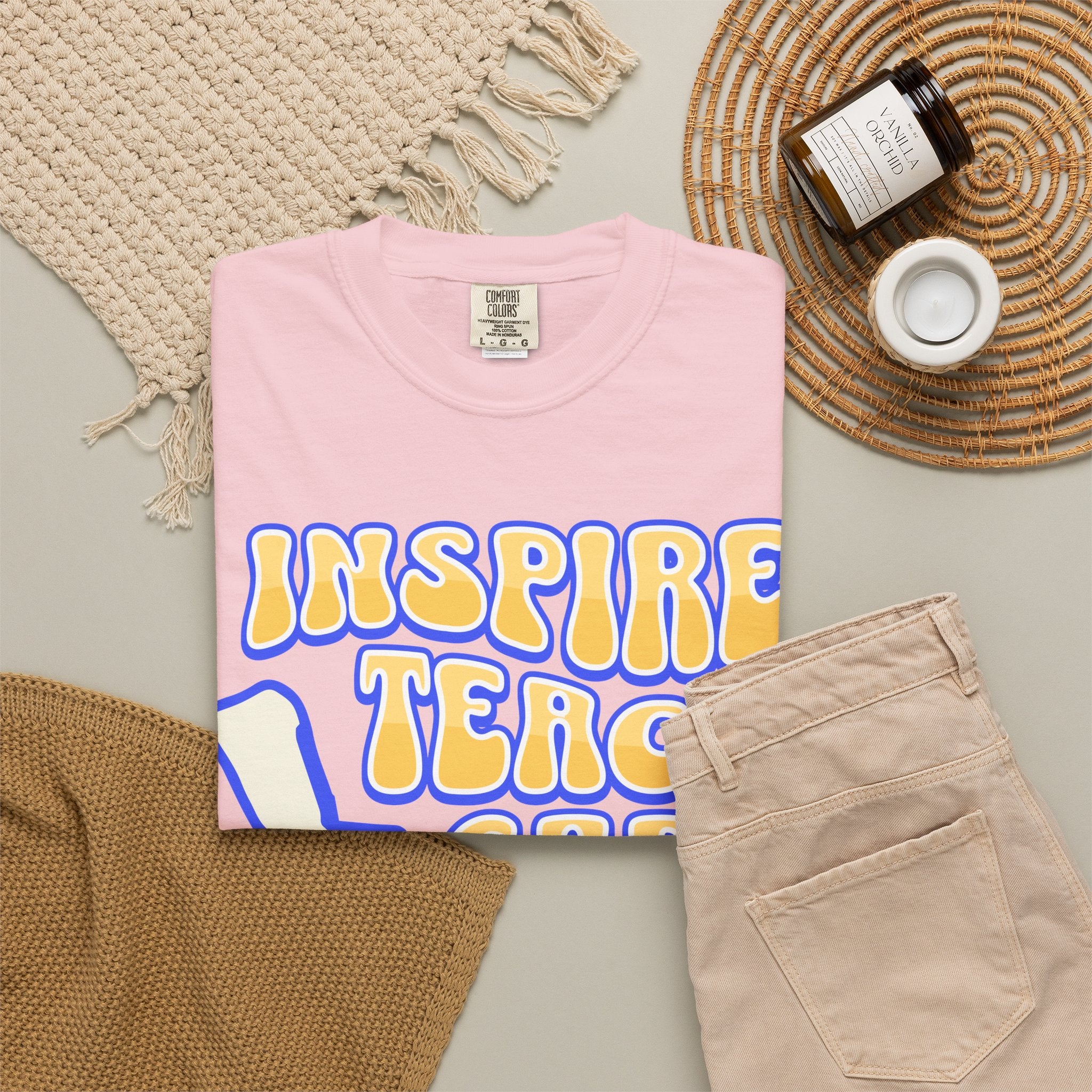 Inspire Teach Care Love T-Shirt — Retro Teacher Appreciation Tee