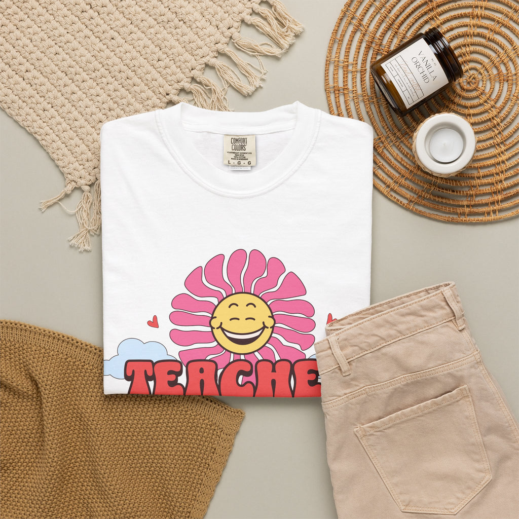 Teacher Vibes Retro Sunflower T-Shirt
