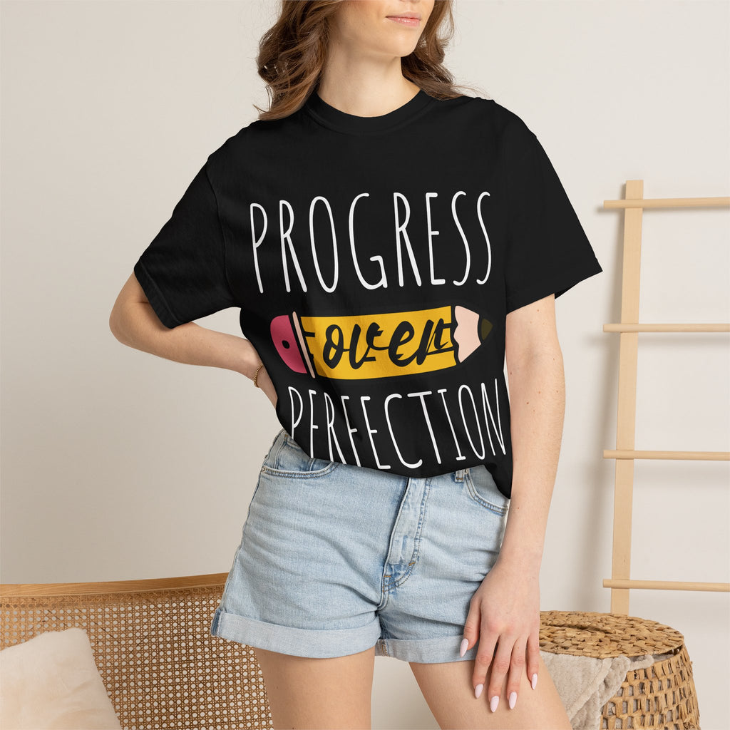 Progress Over Perfection T-Shirt – Motivational Teacher Pencil Design