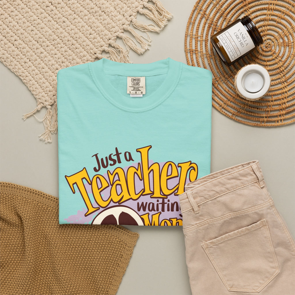 Teacher Skeleton T‑Shirt – "Just a Teacher Waiting for Money" Funny #teacherlife Tee