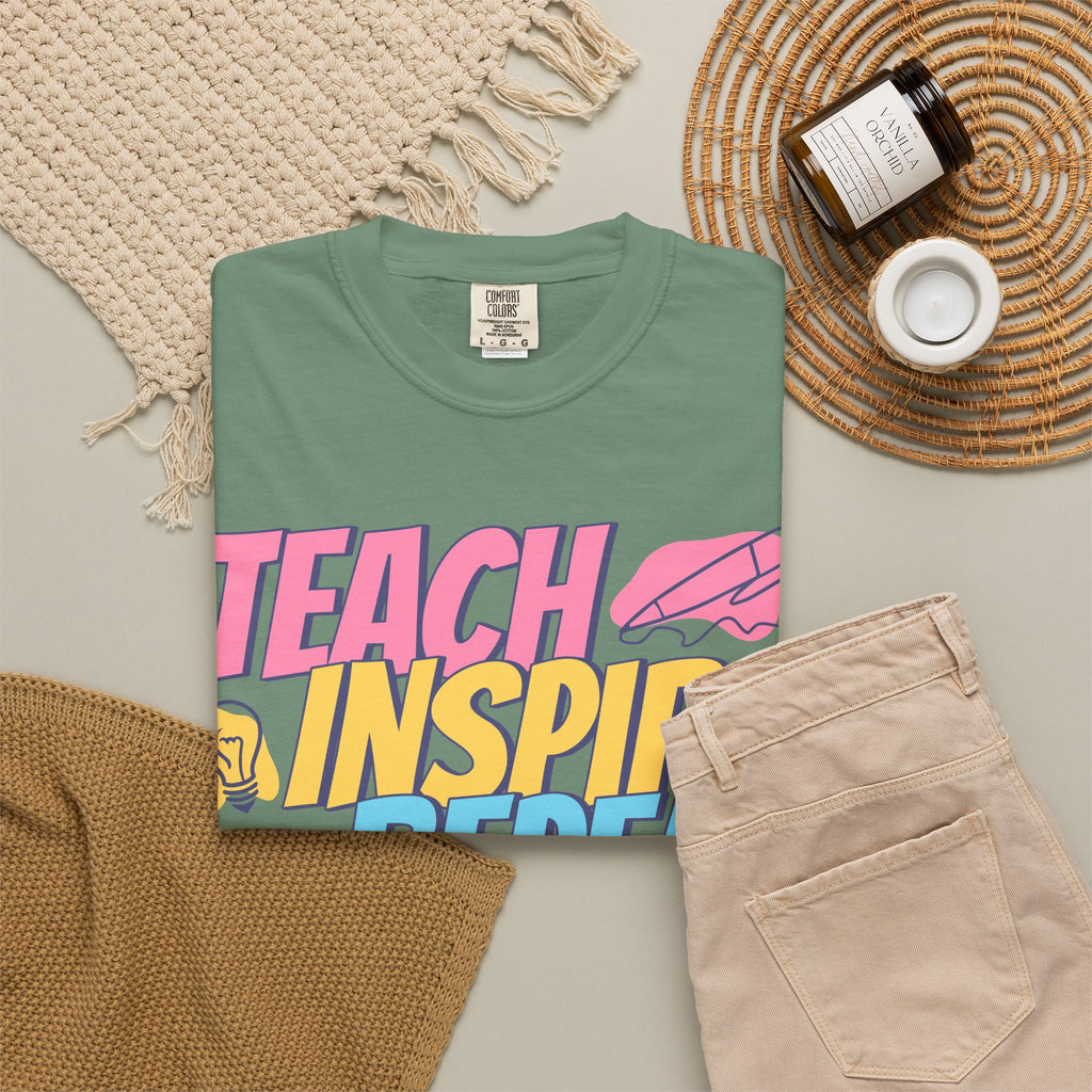 Teach Inspire Repeat T-Shirt — Colorful Teacher Appreciation Tee