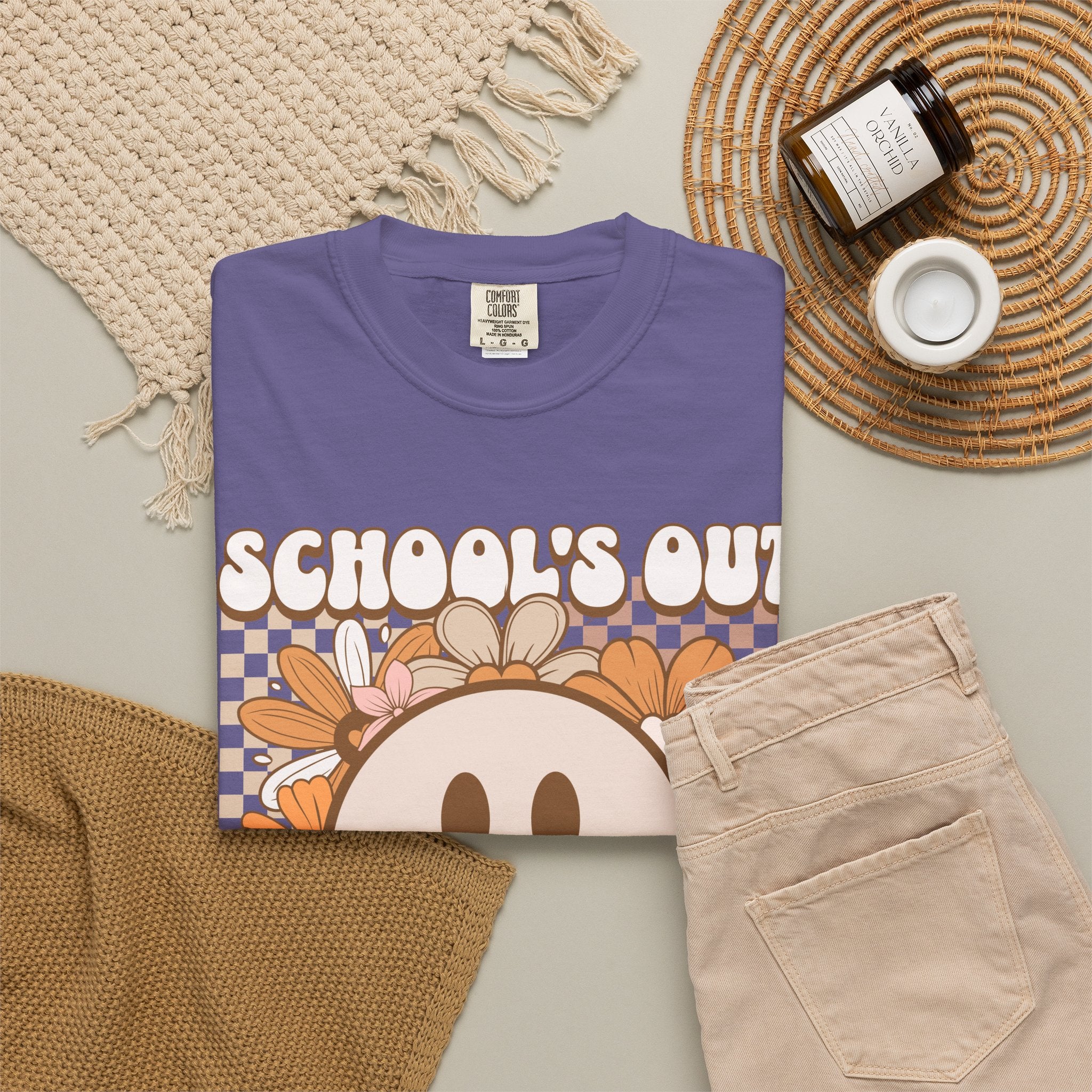 School's Out For Summer T-Shirt — Retro Smiley Floral Vacation Tee