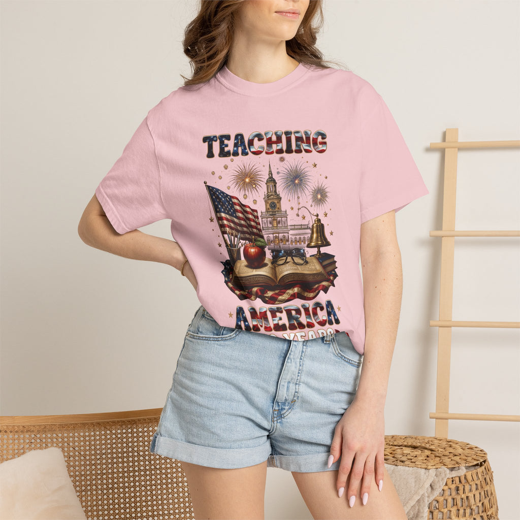 Teaching America 250 Years T-Shirt — Patriotic Teacher Tee (Inspiring Young Minds)