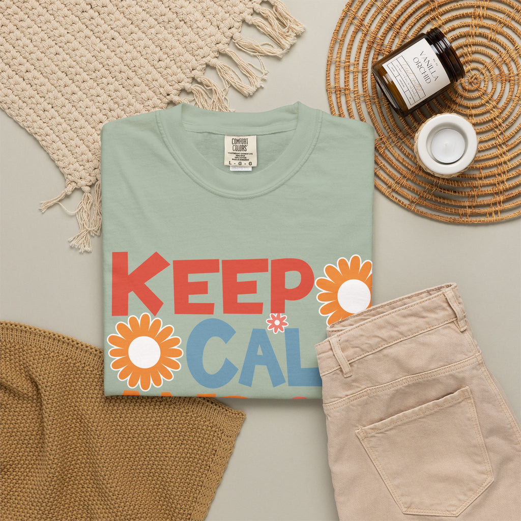 Keep Calm and Teach On T-Shirt — Retro Floral Teacher Tee
