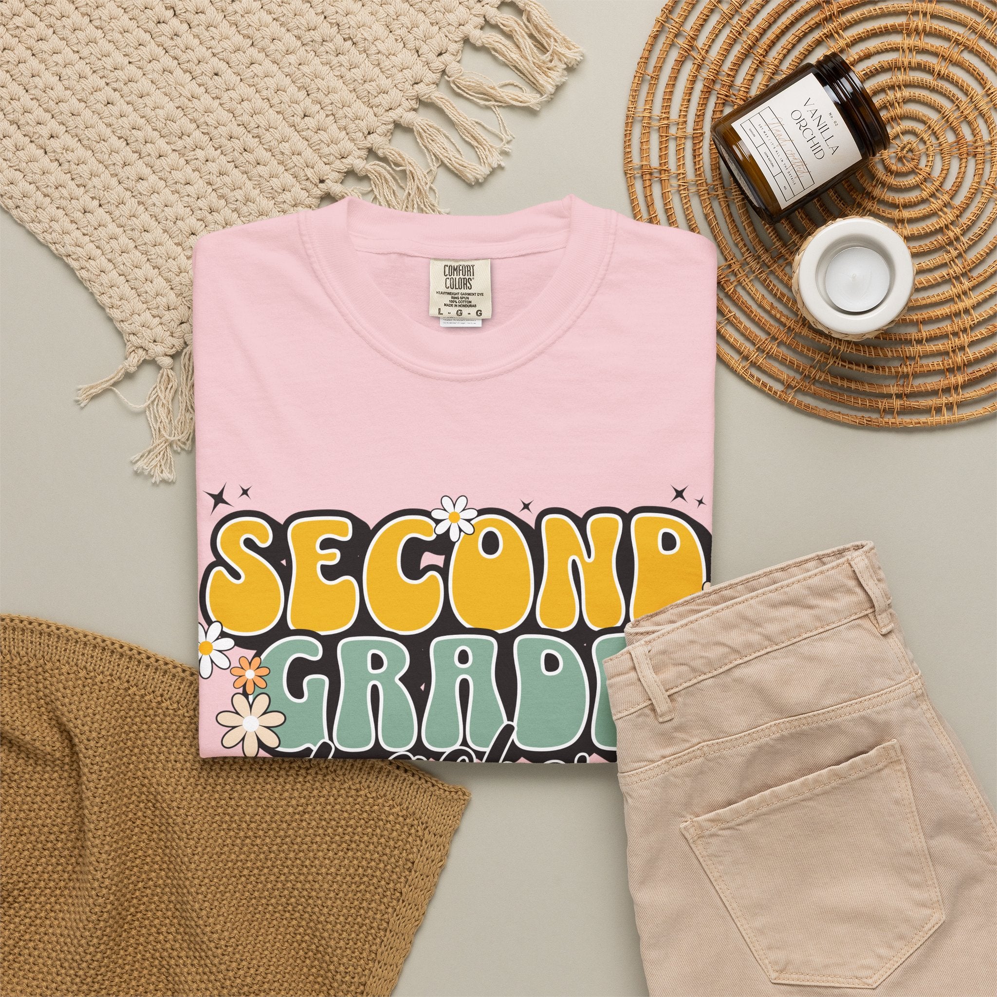 Second Grade Teacher T-Shirt — Retro Floral Classroom Tee
