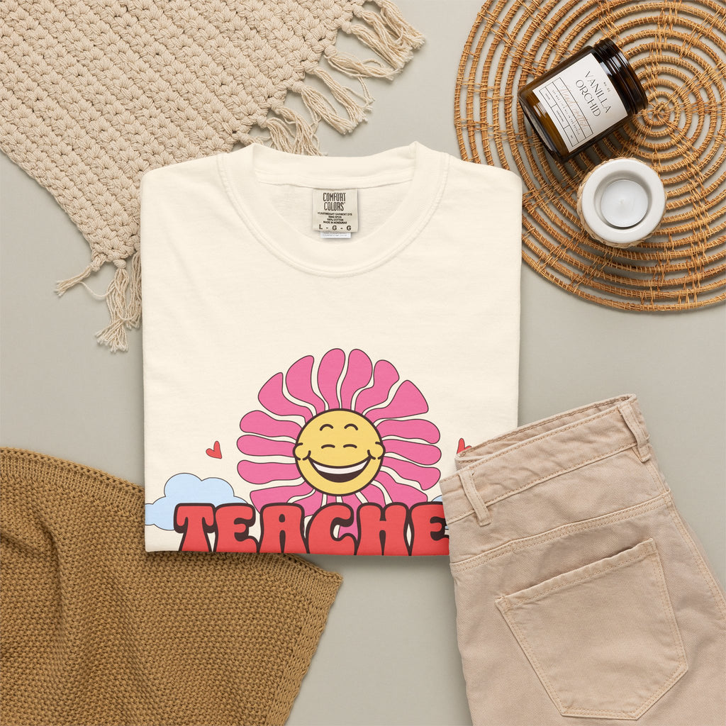 Teacher Vibes Retro Sunflower T-Shirt