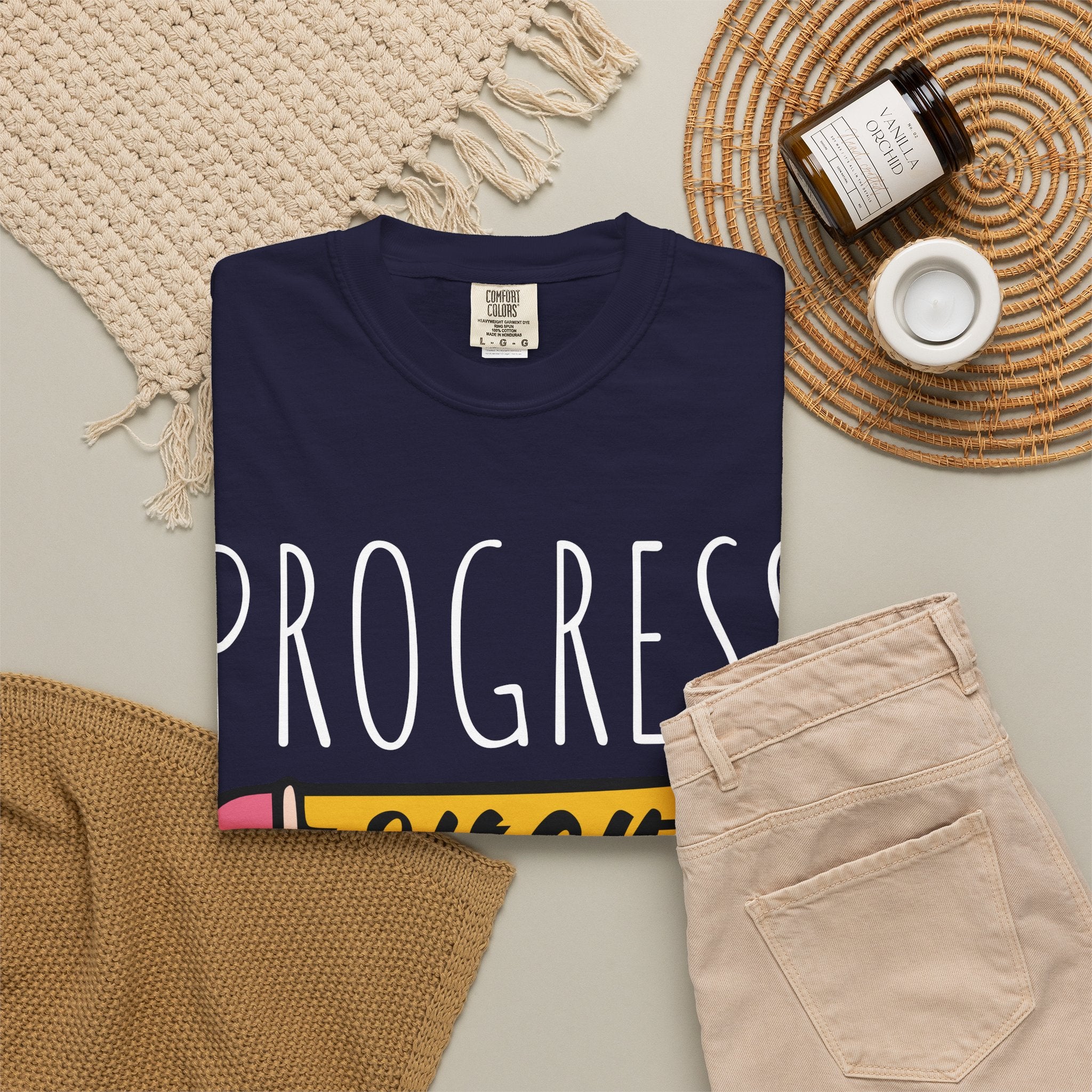 Progress Over Perfection T-Shirt – Motivational Teacher Pencil Design