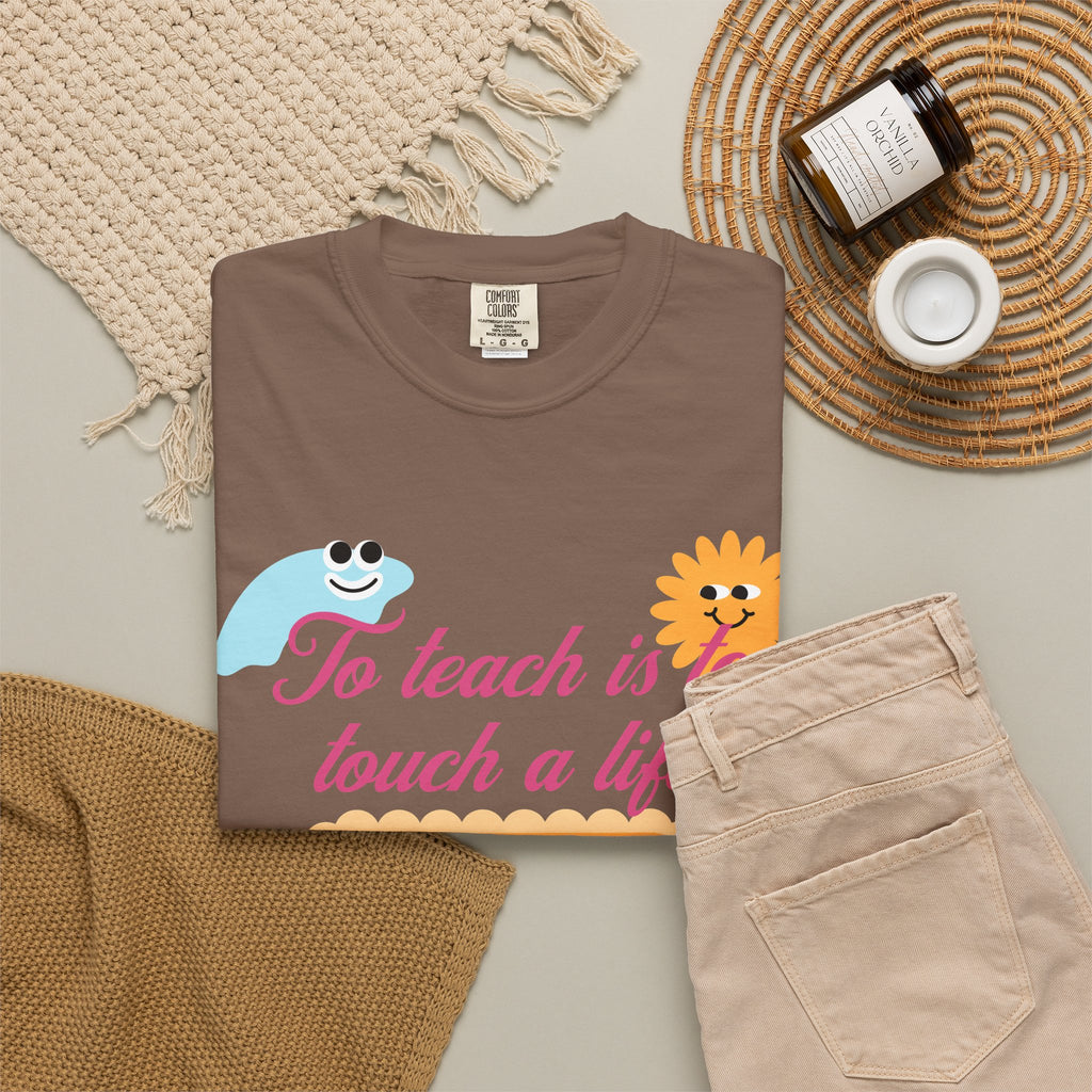 Teacher Appreciation T-Shirt — "To Teach Is to Touch a Life Forever" Cute Cartoon Design