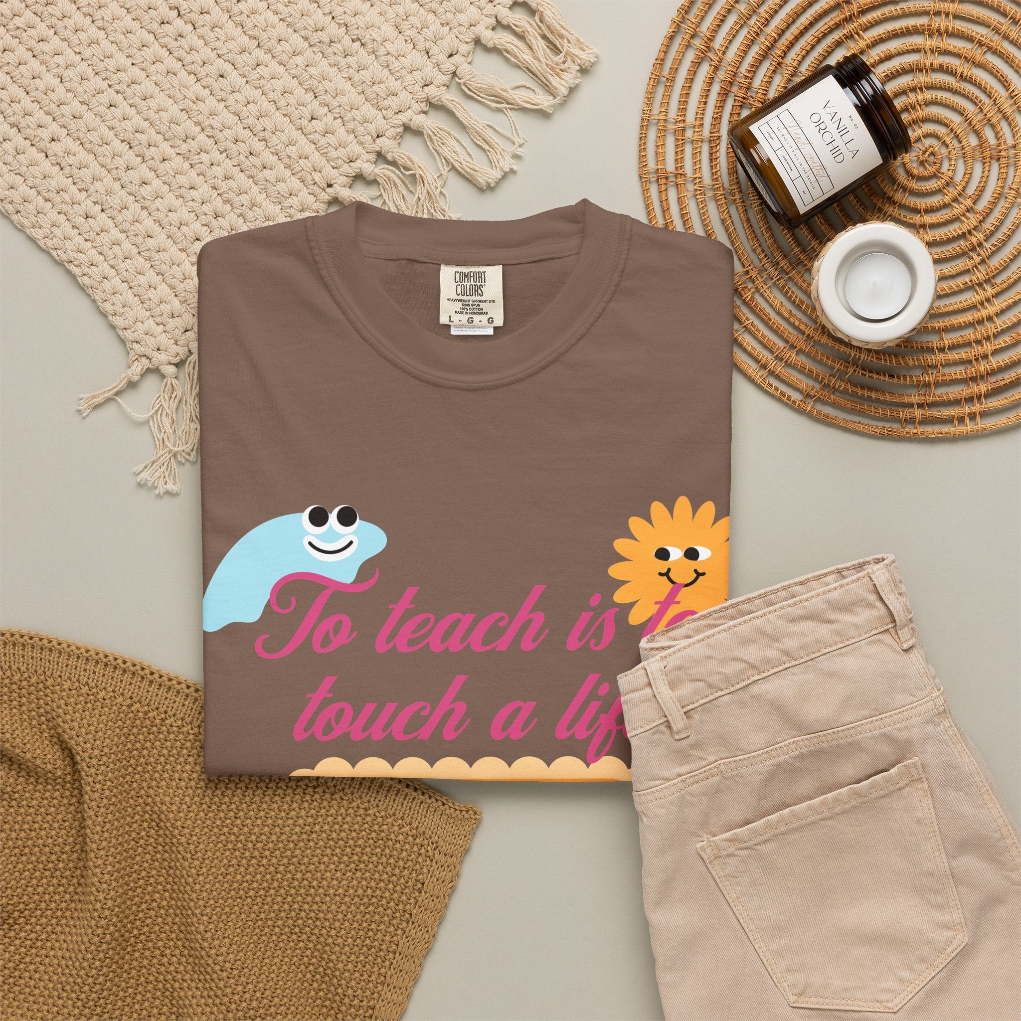 Teacher Appreciation T-Shirt — "To Teach Is to Touch a Life Forever" Cute Cartoon Design