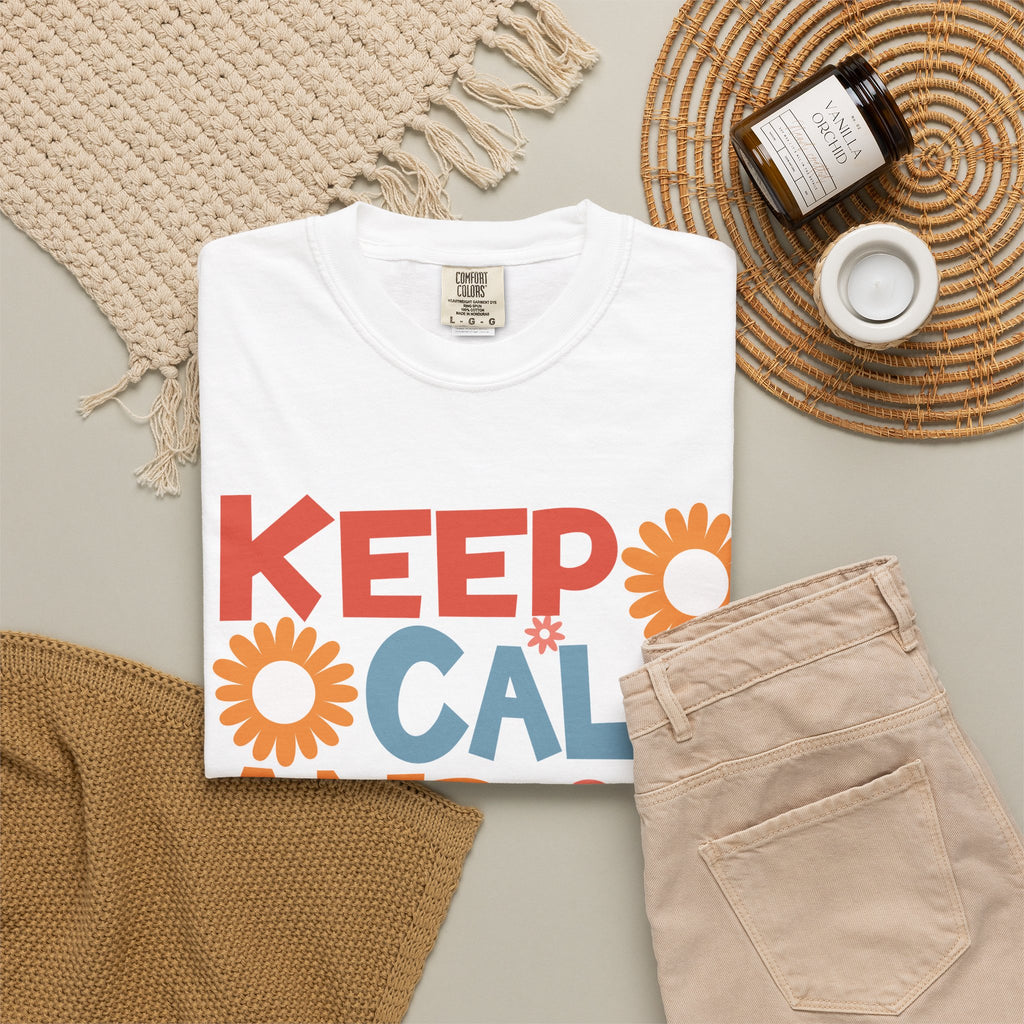Keep Calm and Teach On T-Shirt — Retro Floral Teacher Tee
