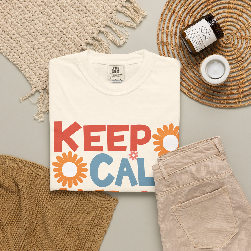 Keep Calm and Teach On T-Shirt — Retro Floral Teacher Tee