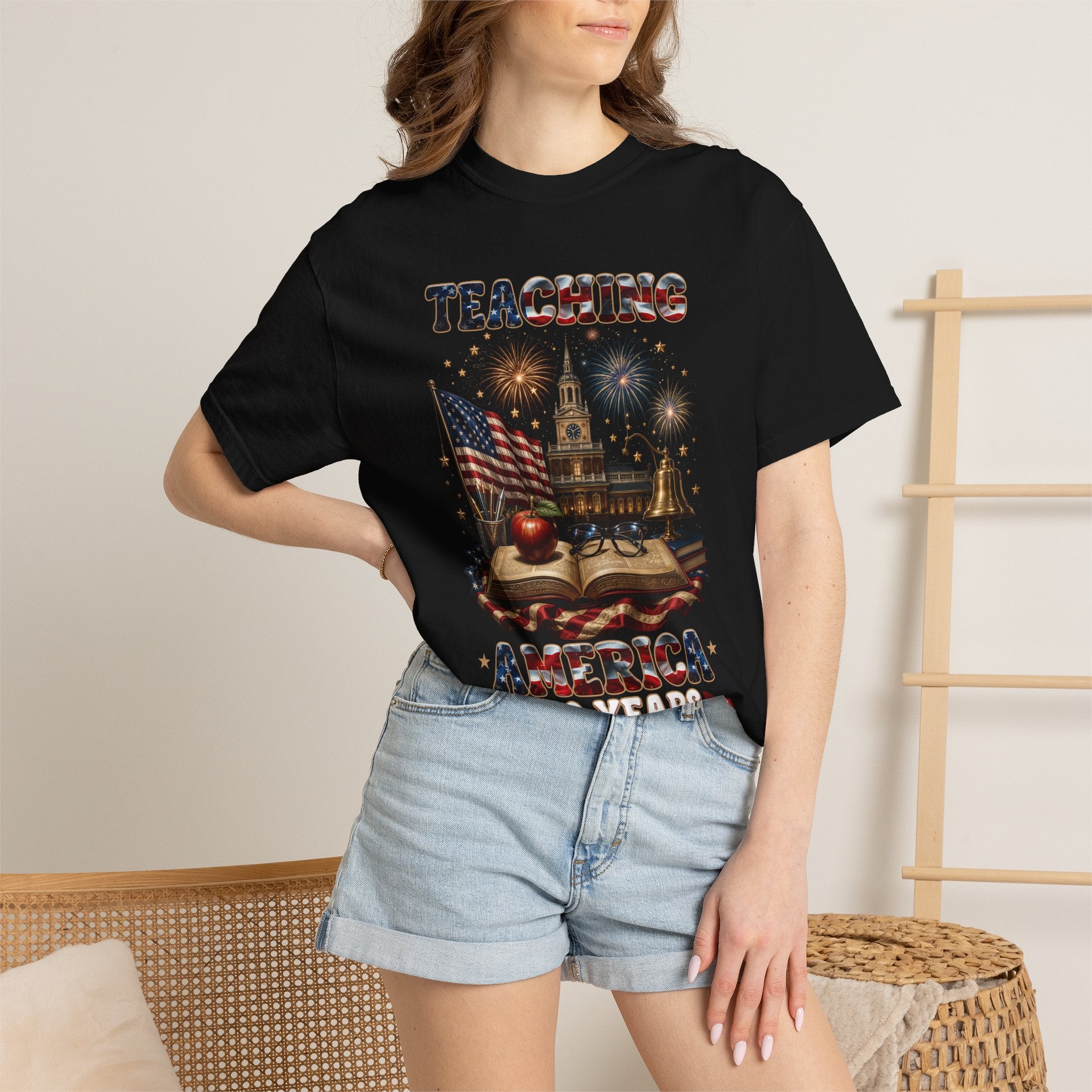 Teaching America 250 Years T-Shirt — Patriotic Teacher Tee (Inspiring Young Minds)