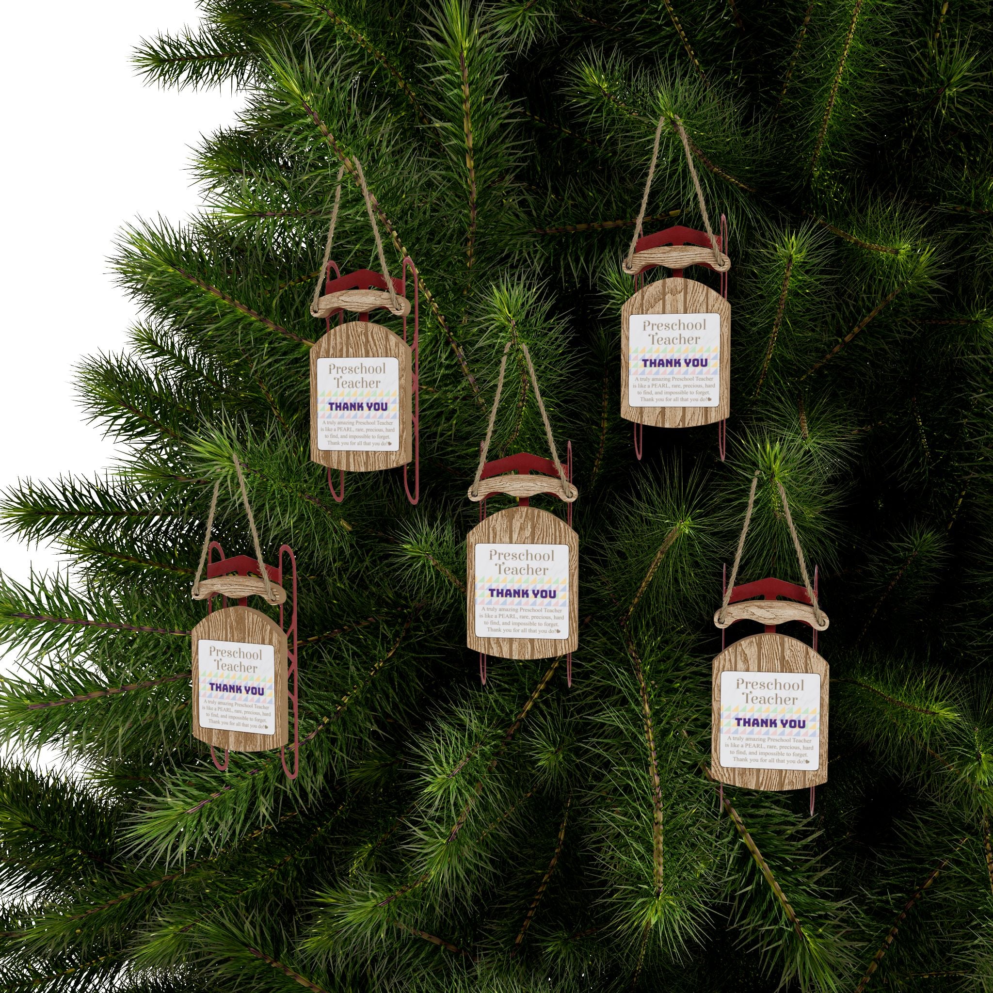 Preschool Teacher Pearl Quote Ornament — Sled Ornament Teacher Gift