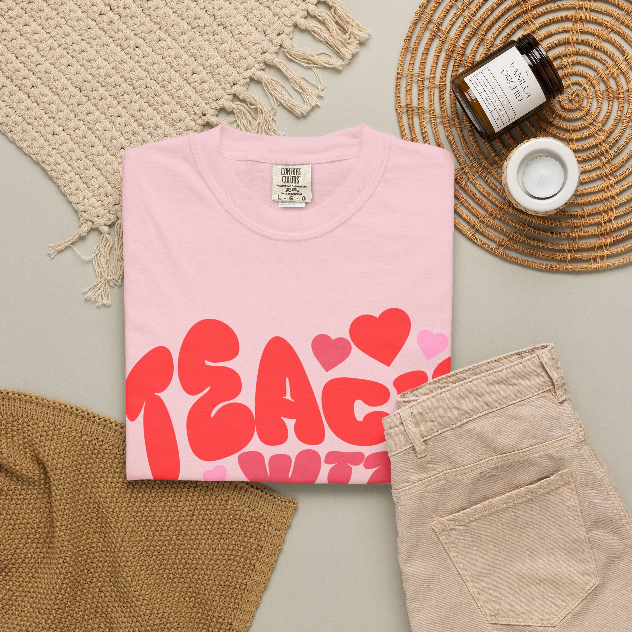 Teach With Heart T-Shirt — Retro Heart Teacher Tee