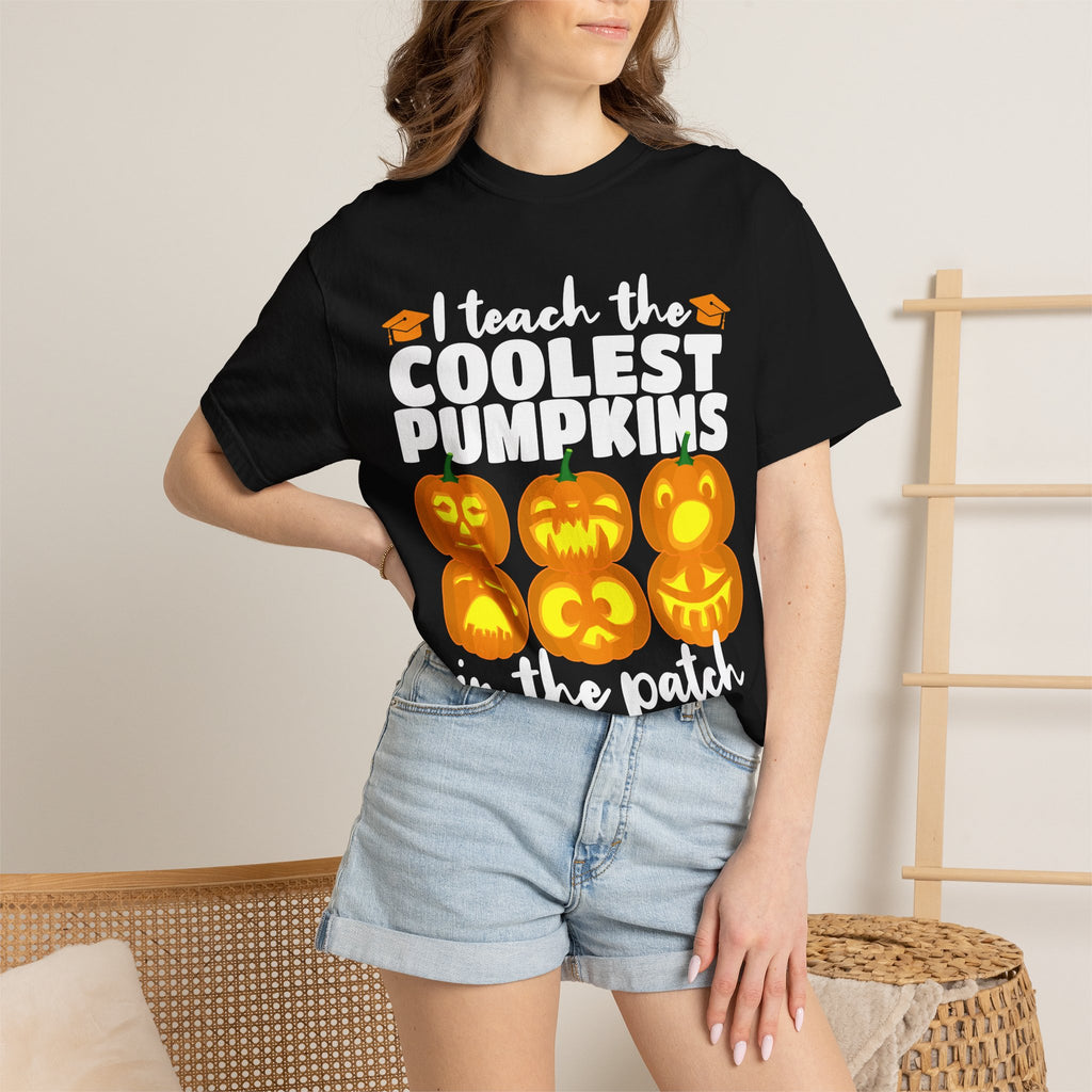 Teacher Halloween T-Shirt — "I Teach the Coolest Pumpkins in the Patch"