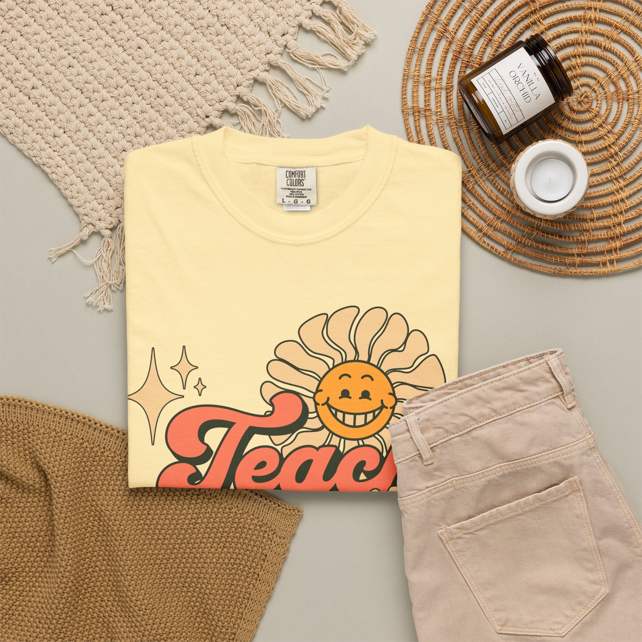 Teach With Heart T-Shirt — Retro Sunflower Teacher Tee