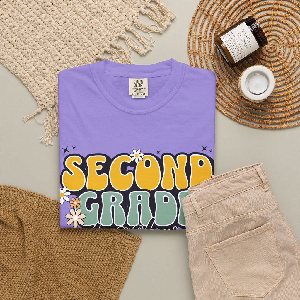 Second Grade Teacher T-Shirt — Retro Floral Classroom Tee