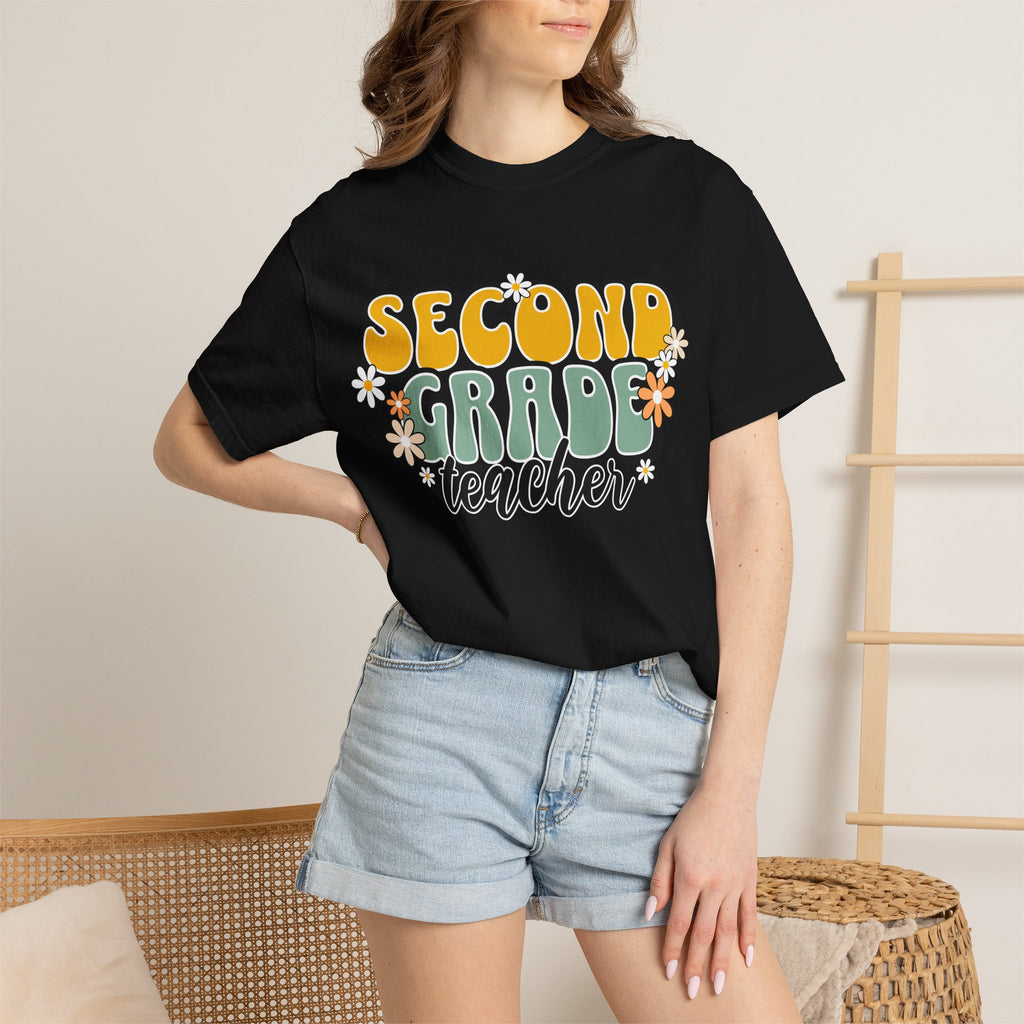 Second Grade Teacher T-Shirt — Retro Floral Classroom Tee