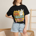 Peace, Your Teacher Is Here T-Shirt — Retro Peace Sign Teacher Appreciation Tee