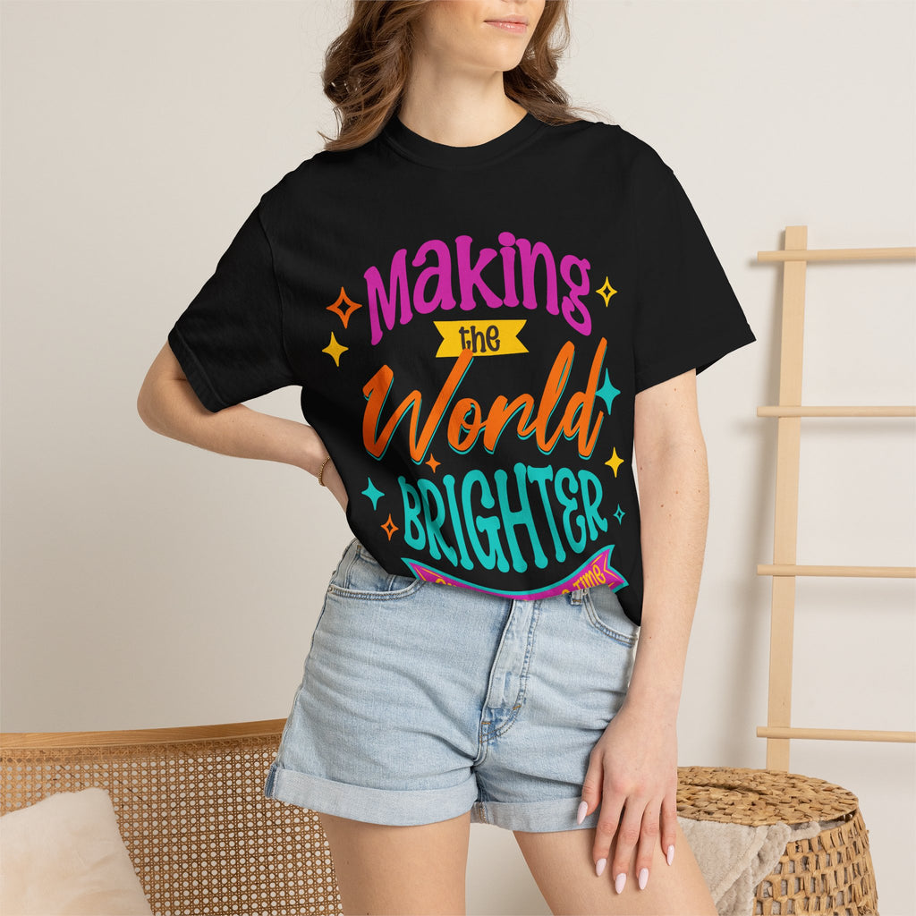 Making the World Brighter T-Shirt — "One Child at a Time" Colorful Teacher/Volunteer Tee