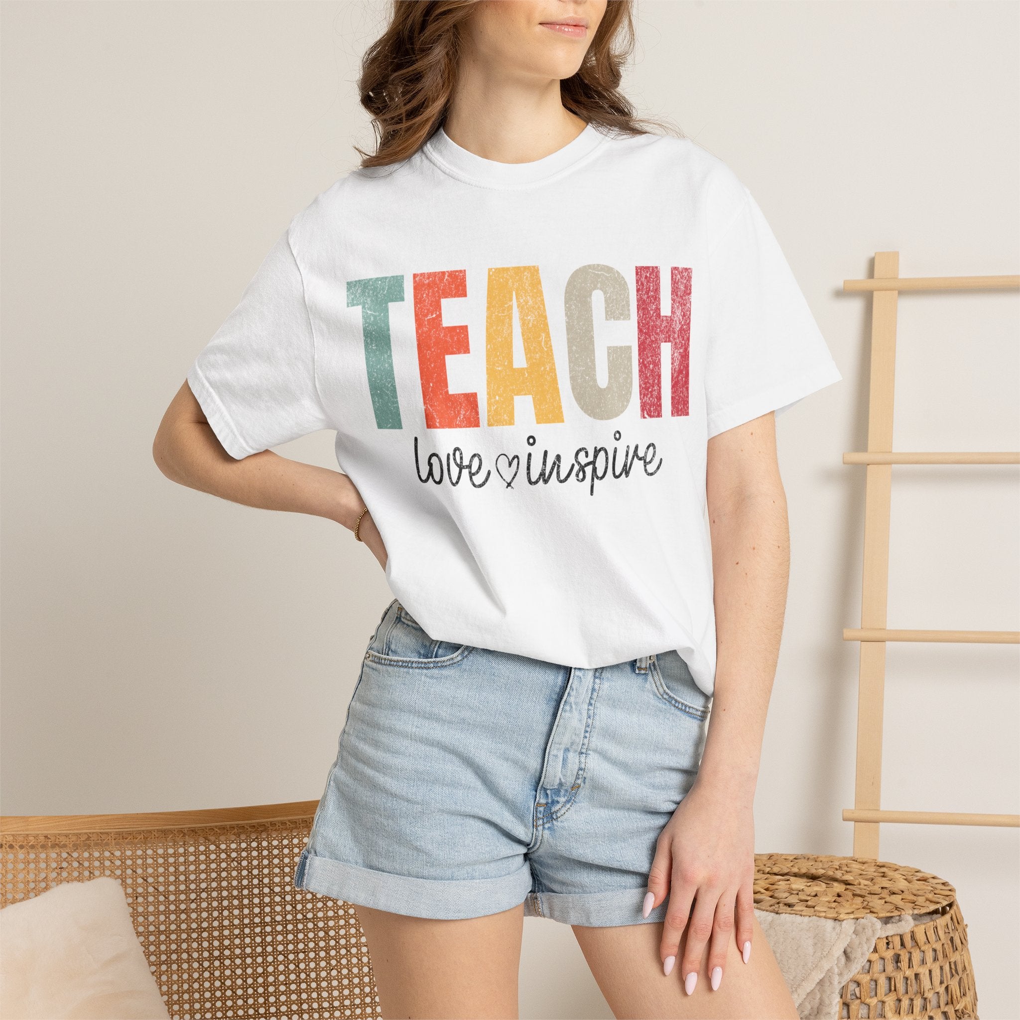Teach Love Inspire T-Shirt — Colorful Teacher Appreciation Tee