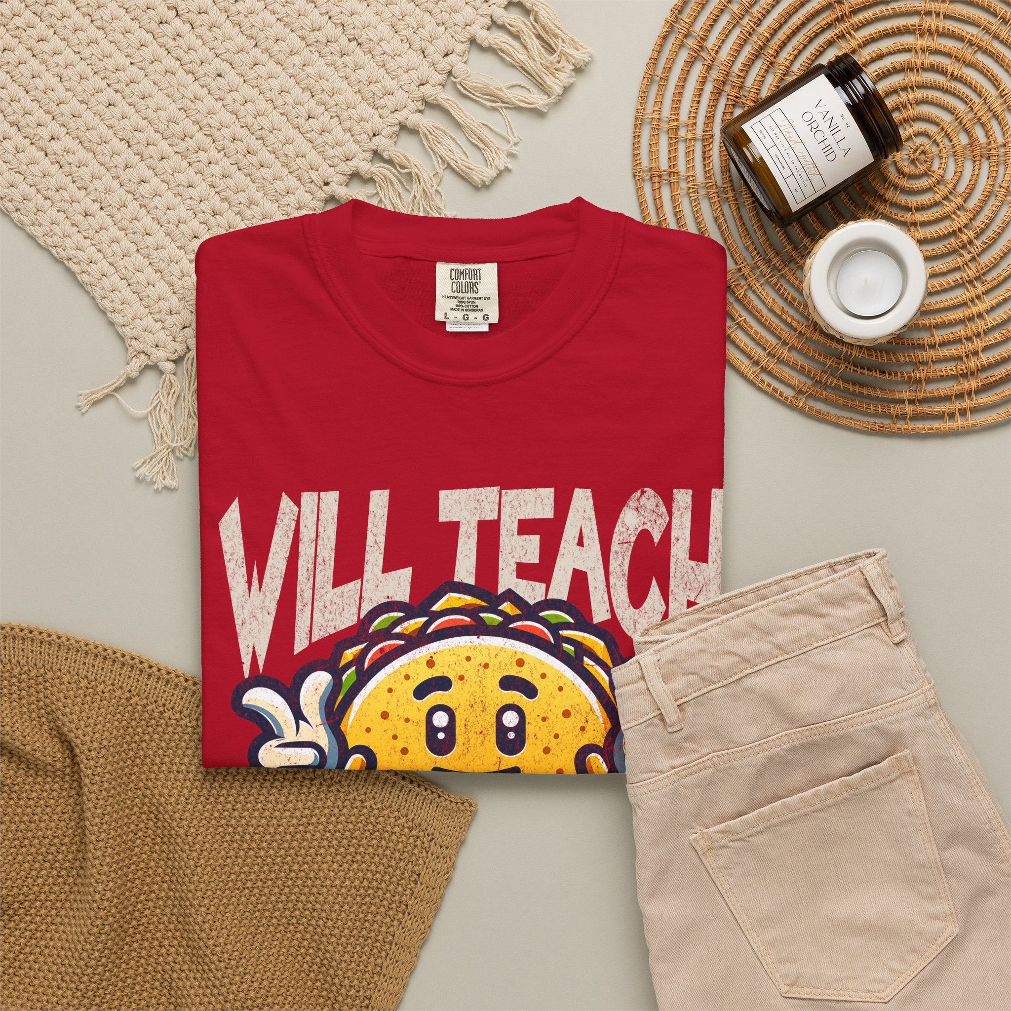 Will Teach for Tacos T-Shirt — Funny Taco Teacher Tee