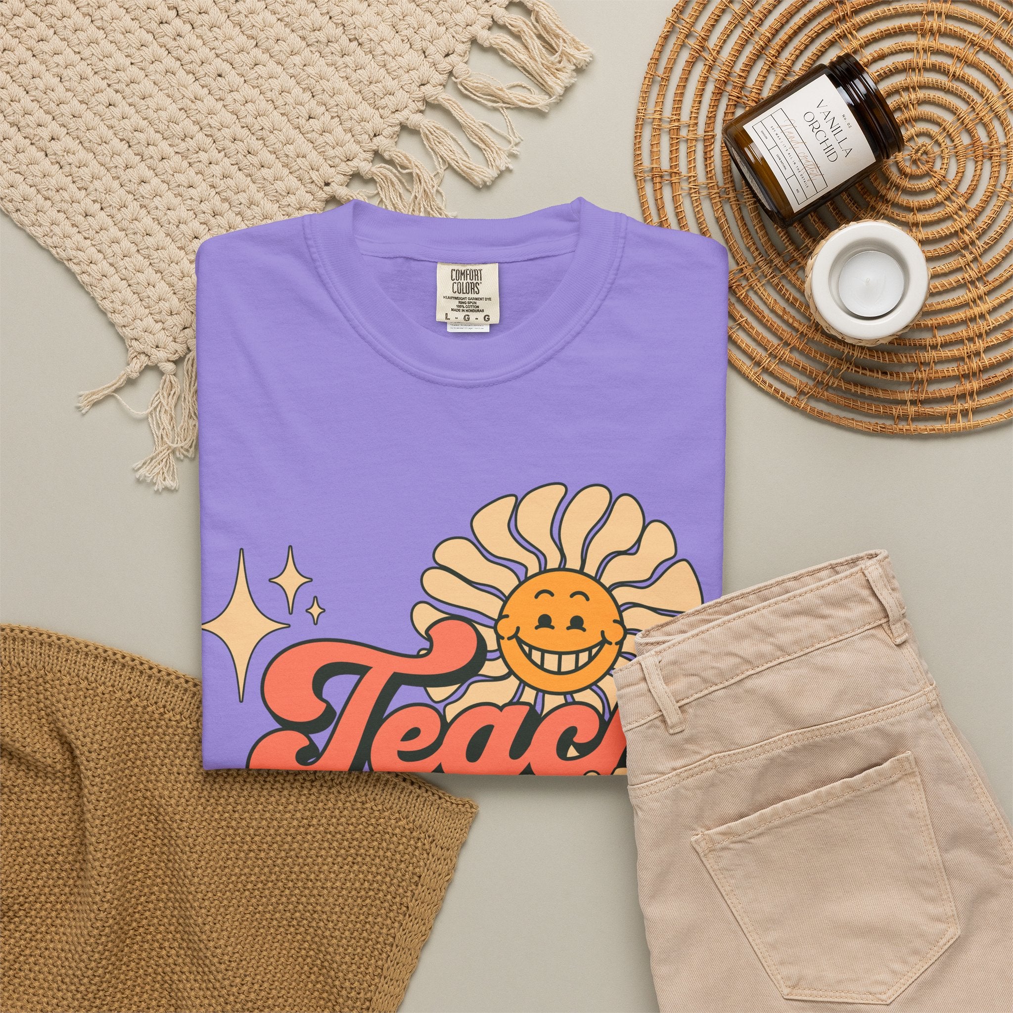 Teach With Heart T-Shirt — Retro Sunflower Teacher Tee