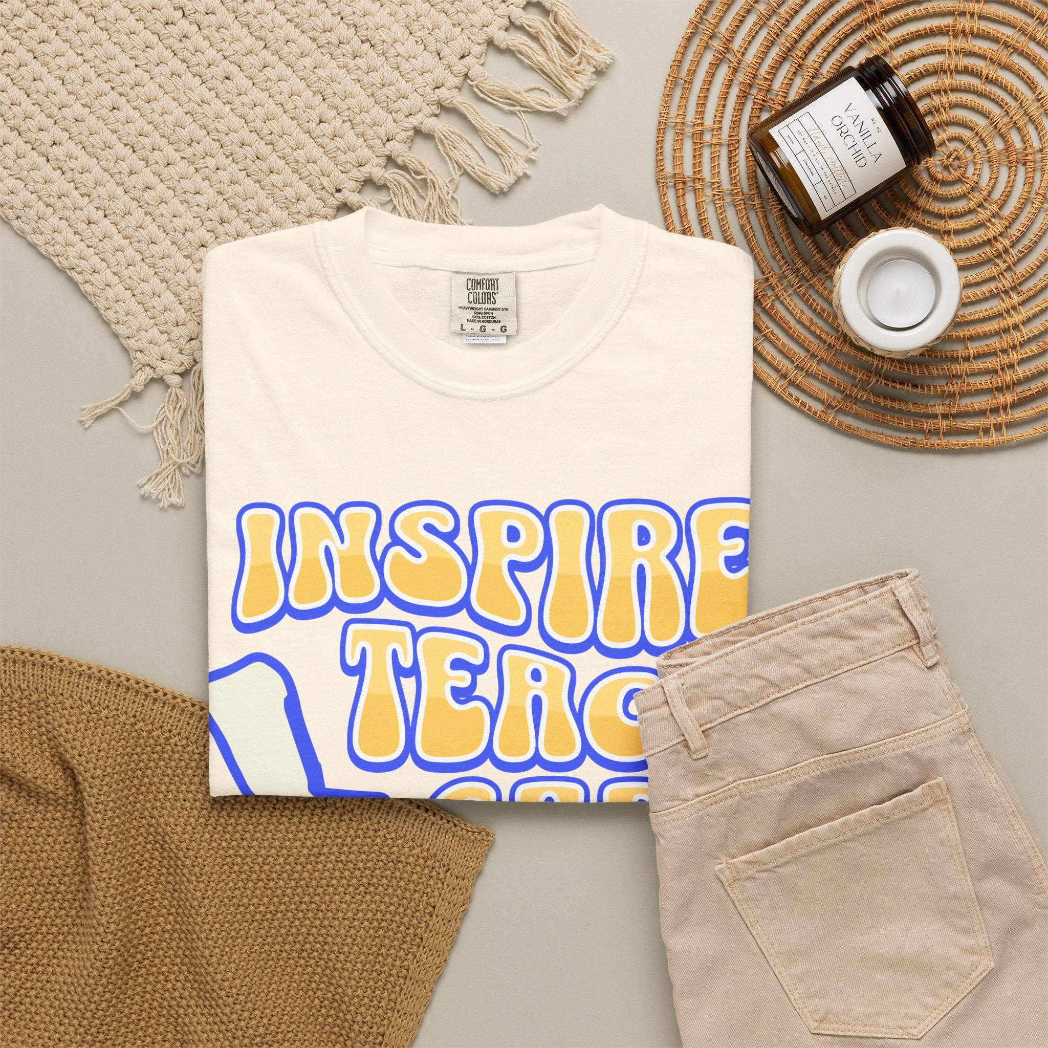 Inspire Teach Care Love T-Shirt — Retro Teacher Appreciation Tee
