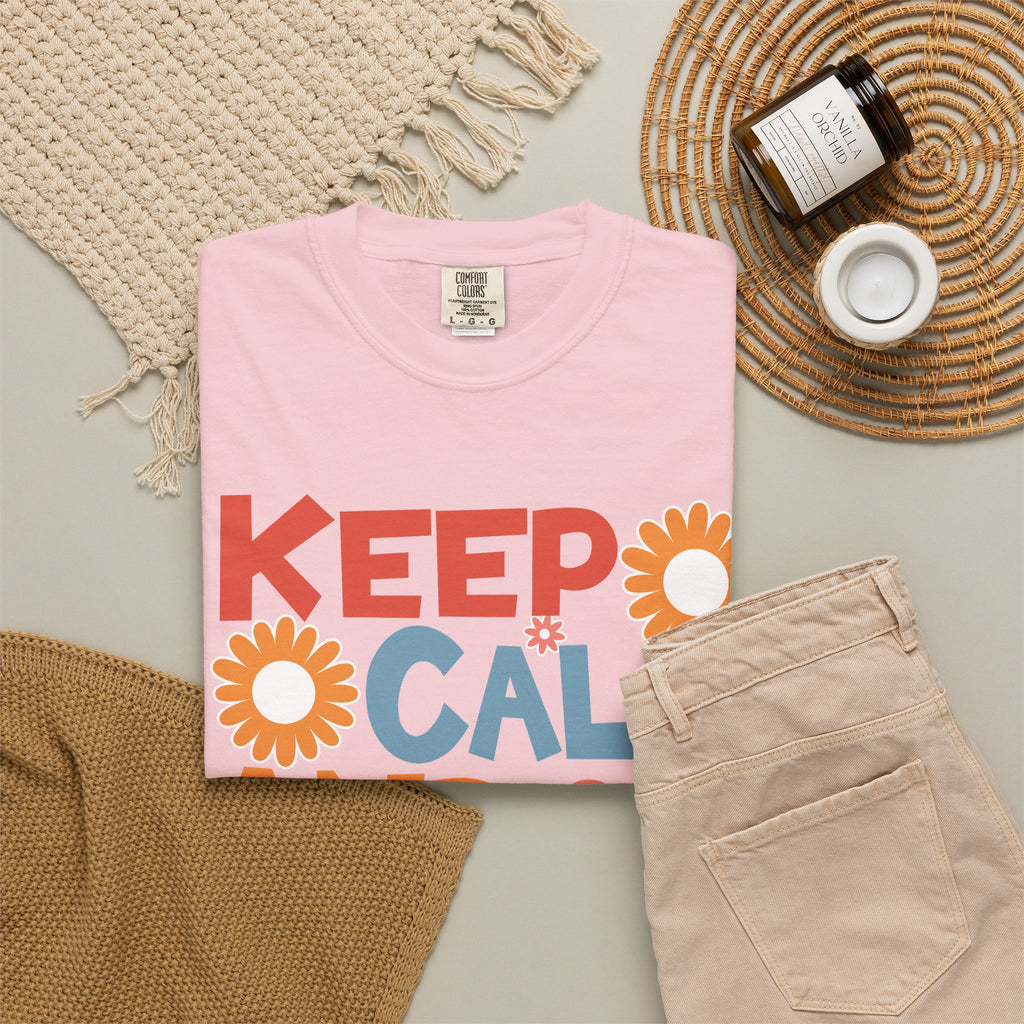 Keep Calm and Teach On T-Shirt — Retro Floral Teacher Tee