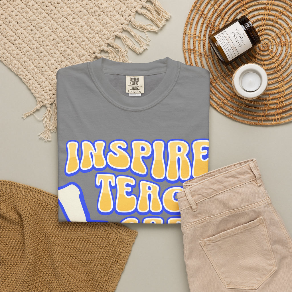 Inspire Teach Care Love T-Shirt — Retro Teacher Appreciation Tee