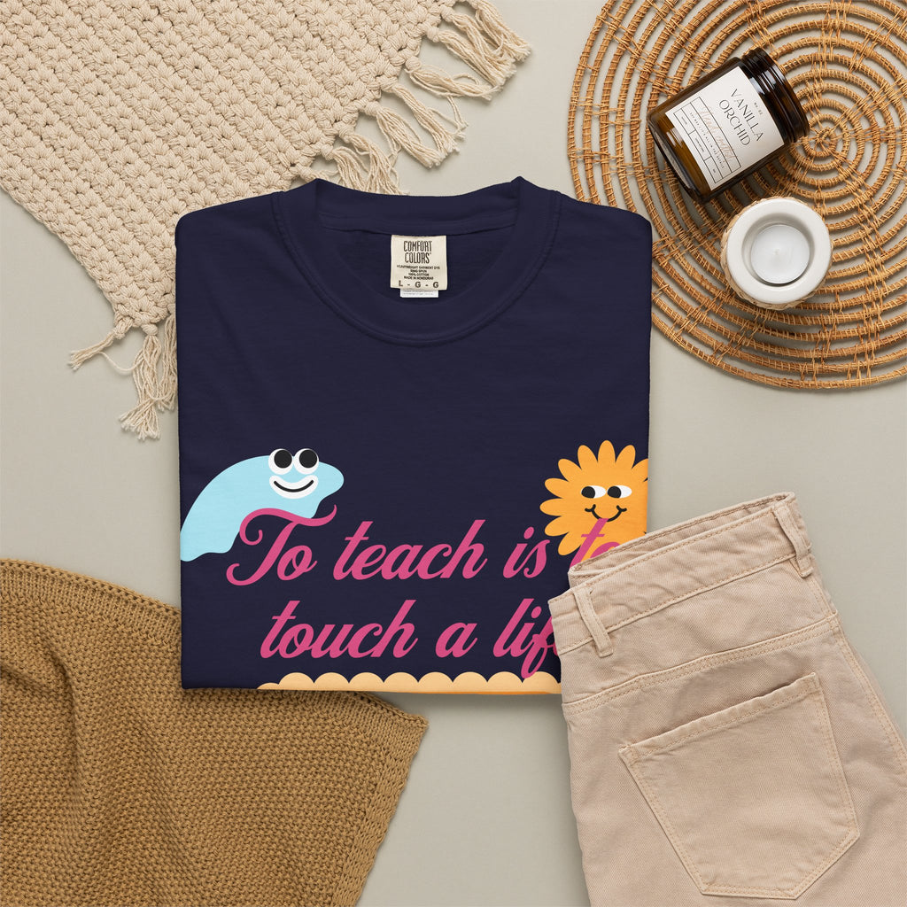 Teacher Appreciation T-Shirt — "To Teach Is to Touch a Life Forever" Cute Cartoon Design