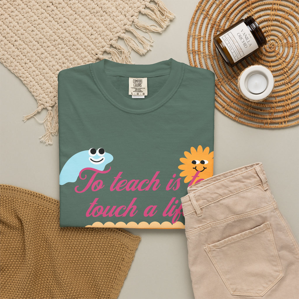 Teacher Appreciation T-Shirt — "To Teach Is to Touch a Life Forever" Cute Cartoon Design