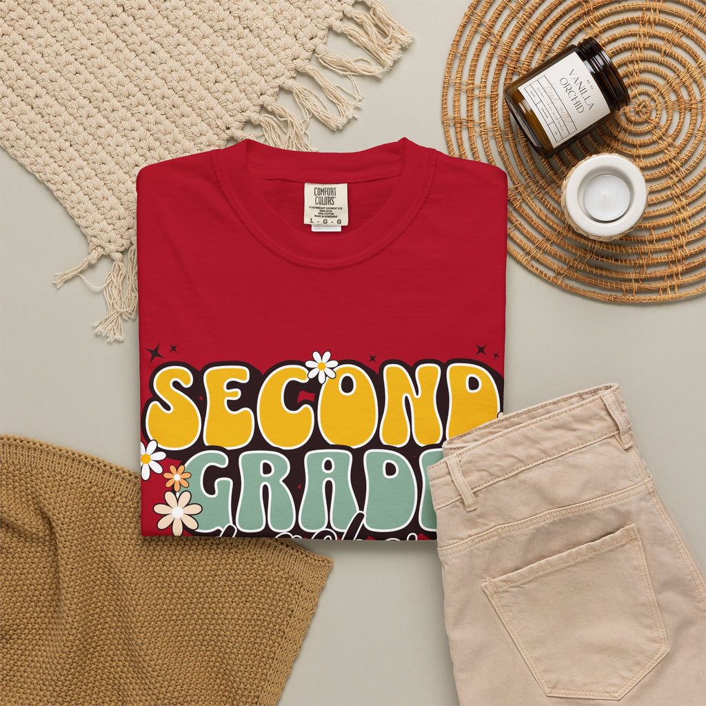 Second Grade Teacher T-Shirt — Retro Floral Classroom Tee