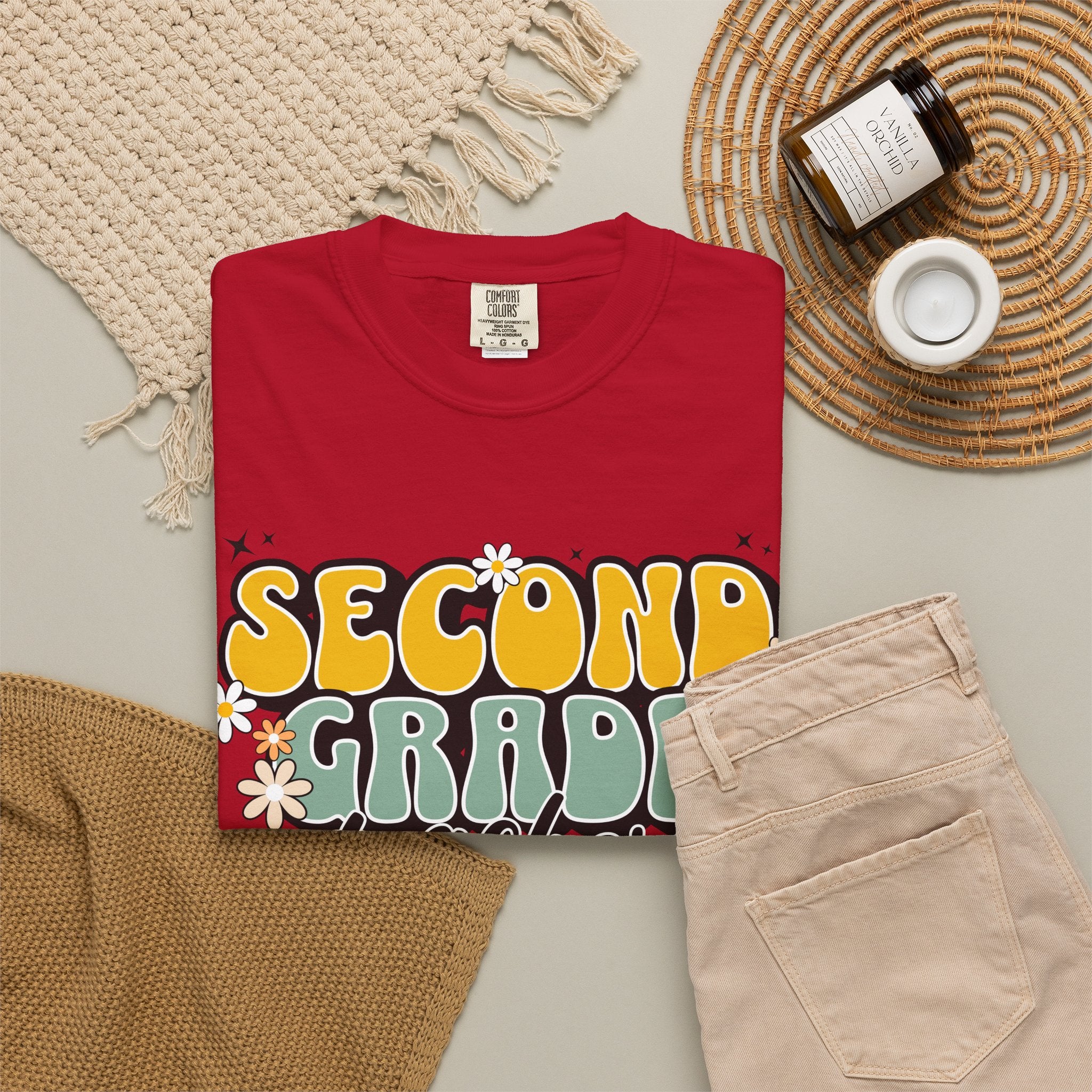 Second Grade Teacher T-Shirt — Retro Floral Classroom Tee