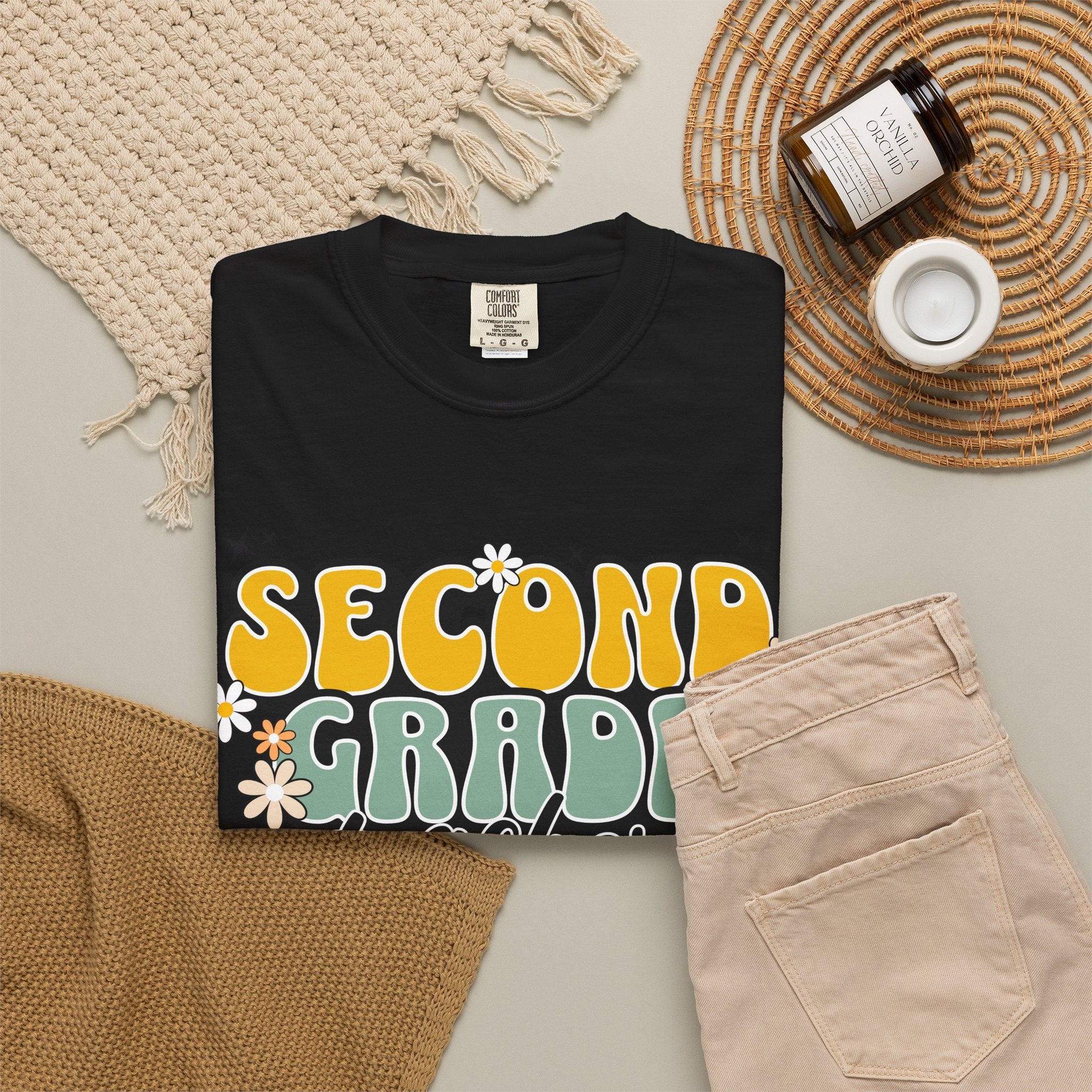 Second Grade Teacher T-Shirt — Retro Floral Classroom Tee
