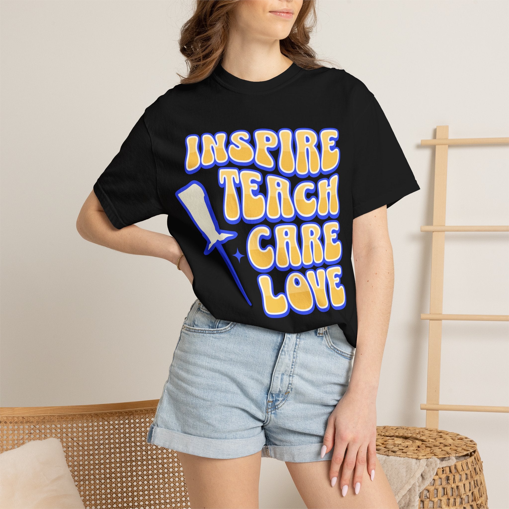 Inspire Teach Care Love T-Shirt — Retro Teacher Appreciation Tee