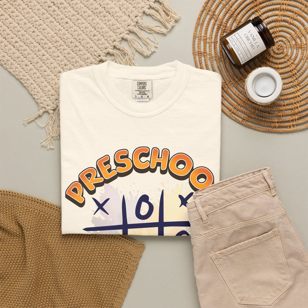 Preschool Teacher Tic-Tac-Toe T-Shirt — Hello Kindergarten Classroom Tee