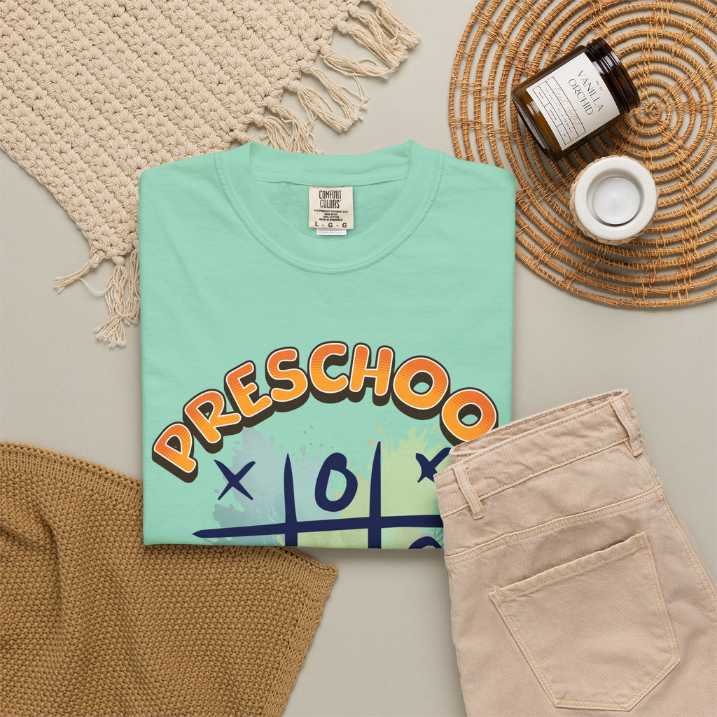 Preschool Teacher Tic-Tac-Toe T-Shirt — Hello Kindergarten Classroom Tee