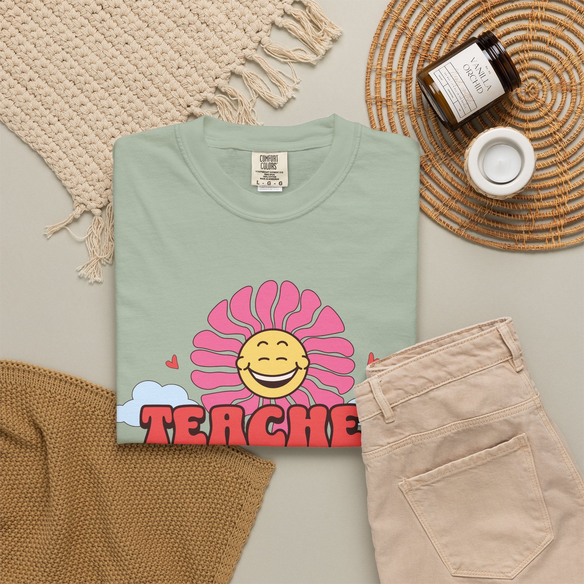 Teacher Vibes Retro Sunflower T-Shirt